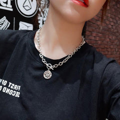 Smile Face Cute Silver Chain Neckale Bracelet