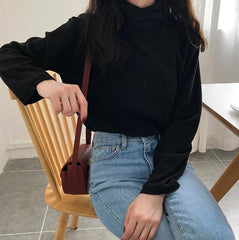 Camisa de cuello alto de polar suave y estética en color liso