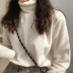 Camisa de cuello alto de polar suave y estética en color liso