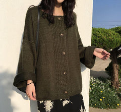 Cárdigan extragrande de punto suave y acogedor con botones grandes