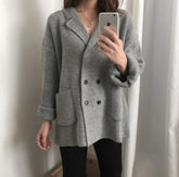 Soft Double Breasted Knit Cardigan