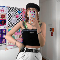 Soft Grunge Faux Fur Heart Buckle Strapless Top