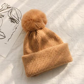 Solid Colors Dual Use Knitted Pompom Ball Scarf Beanie