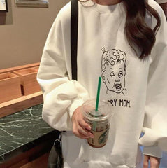 Sorry Mom Letters Print Loose Sweatshirt