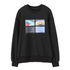 Space Galaxy Print Oversized Black Sweatshirt