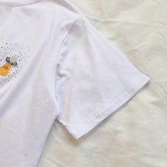 Space Theme Small Embroidery Oversized T-Shirt