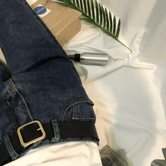 Square Metallic Pu Leather Black Vintage Belt