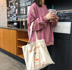 Stars Embroidery Fleece Oversized Sweatshirt