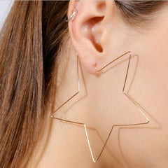 Stars Hearts Thin Metallic Frame Silver Gold Earrings