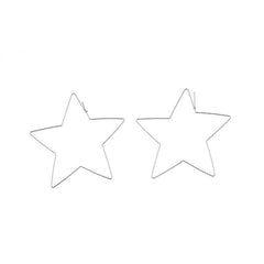Stars Hearts Thin Metallic Frame Silver Gold Earrings