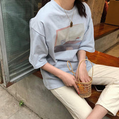 Still Life Art Print Round Neck Loose T-Shirt