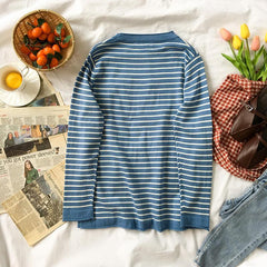 Striped Basic Colors School Round Neck Long Sleeve