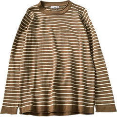 Striped Basic Colors School Round Neck Long Sleeve