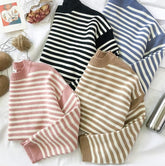 Striped Round Neck Loose Casual Warm Sweater