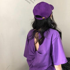 Summer Bright Colors Hollow Out Back T-Shirt