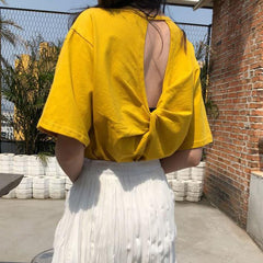 Summer Bright Colors Hollow Out Back T-Shirt