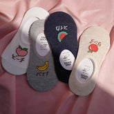 Calcetines de algodón súper cortos y cómodos con diseño de frutas