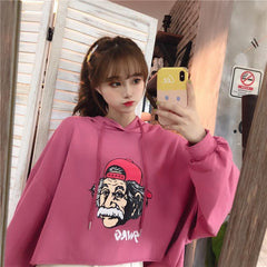 Sudadera corta colorida con estampado Swag Einstein de Tumblr