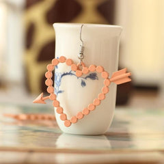 Sweet Heart Arrow White Beige Earrings