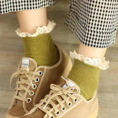 Calcetines de princesa vintage con borde de volantes y encaje dulce