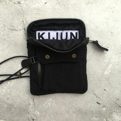 Techwear Schwarze Cremeweiße Ulzzang Kleine Umhängetasche