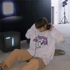 The Freezing Touch Of Fear – Sweatshirt mit Buchstaben-Aufdruck in Schwarz und Weiß