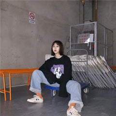 The Freezing Touch Of Fear – Sweatshirt mit Buchstaben-Aufdruck in Schwarz und Weiß