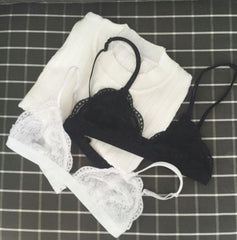 Dünne Spitze Schwarz Weiß BH Dessous