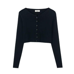 Cárdigan corto de moda coreana de color sólido fino