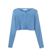 Dünne, einfarbige, kurze Strickjacke im koreanischen Stil