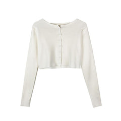 Cárdigan corto de moda coreana de color sólido fino