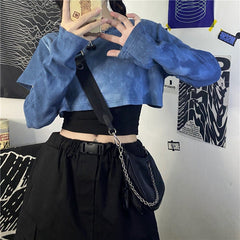 Camiseta de dos piezas con cortes en los codos y efecto tie-dye