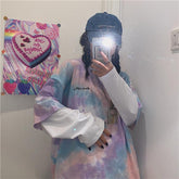 Camisa holgada de manga larga de dos piezas con efecto tie-dye