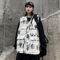 Chaleco de herramientas E Girl con estampado tie-dye y bolsillos