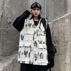 Chaleco de herramientas E Girl con estampado tie-dye y bolsillos