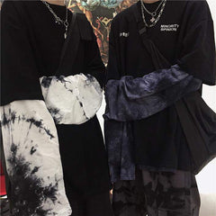 Oversize-Langarm-T-Shirt mit Batikmuster