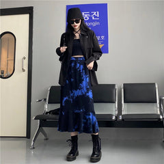 Langer Rock mit Tie-Dye-Print und hoher Taille für Internet-Mädchen