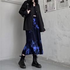 Langer Rock mit Tie-Dye-Print und hoher Taille für Internet-Mädchen