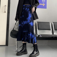 Langer Rock mit Tie-Dye-Print und hoher Taille für Internet-Mädchen