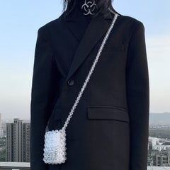 Transparente Umhängetasche mit Perlenbesatz „Internet Girl“