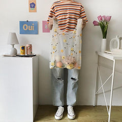 Transparente bestickte Einkaufstasche