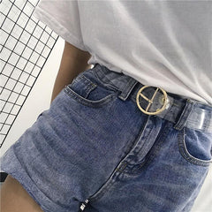 Cinturón redondo con hebilla de corazón transparente y bonito para niña