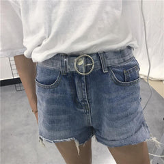 Cinturón redondo con hebilla de corazón transparente y bonito para niña