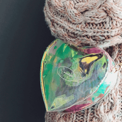 Bolso de hombro con corazón láser holográfico transparente