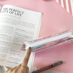 Transparente Laset Holographic Schreibwaren Bleistift Geldbörse Tasche