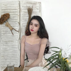 Top transparente de manga corta ajustado de color sólido