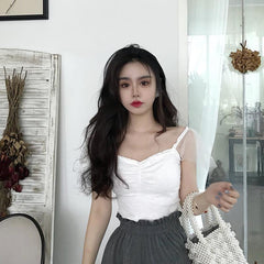 Top transparente de manga corta ajustado de color sólido