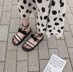 Transparente Riemen Schwarze Schleife Sommersandalen