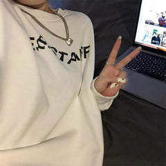 Tumblr Aesthetic Yes Letter Print Long Sleeve T-Shirt