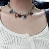 Collar con colgante de cadena y nota musical de mariposa de chica Tumblr